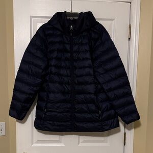 Navy Puffer Jacket with Hood